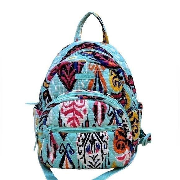 Vera Bradley Essential Pueblo Teal Quilted Backpack RETIRED EUC - Picture 1 of 7